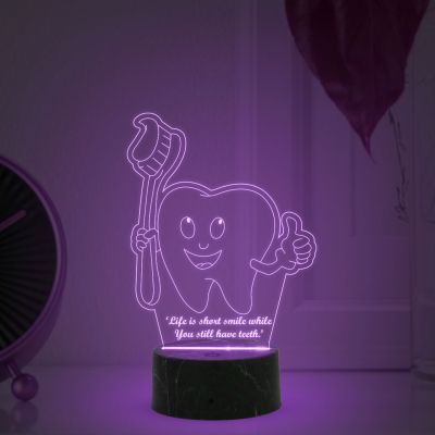 3D iIlusion Teeth Brush Night lamp with Multicolored Funny Dental Desk lamp